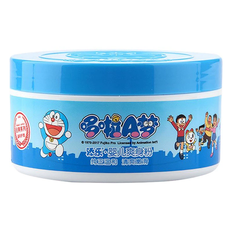 Детская присыпка Tianle Doraemon 150 г/упаковка с пуховкой для новорожденных и детей, для поглощения пота в любое время года.