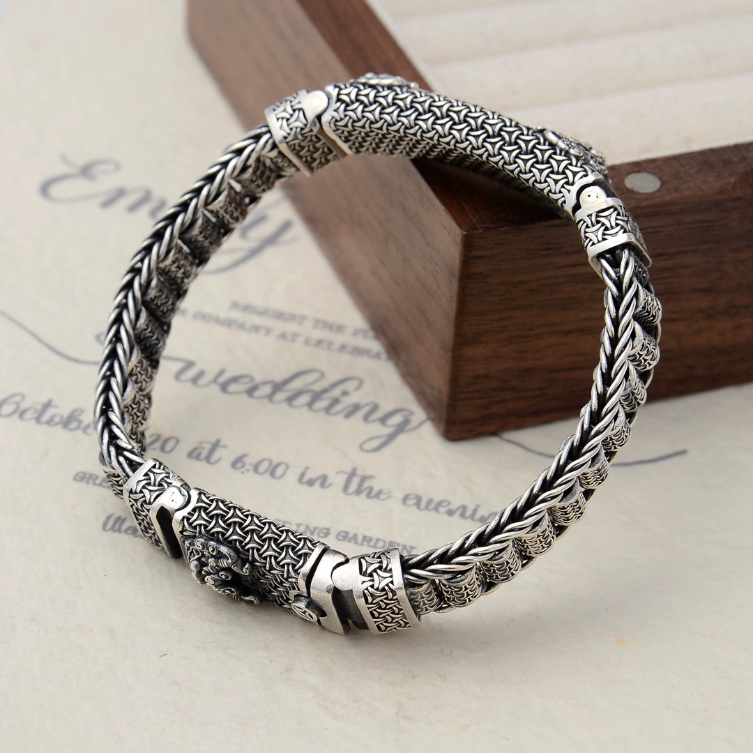 Retro men's silver bracelet, silver 925 sample, 925 sample silver, high-end