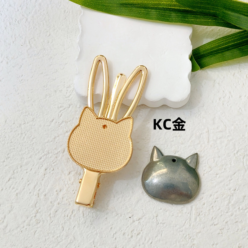 南朵饰品 哑金 diy宋锦发夹配件空托布艺镶嵌底托刘海夹发饰材料|undefined