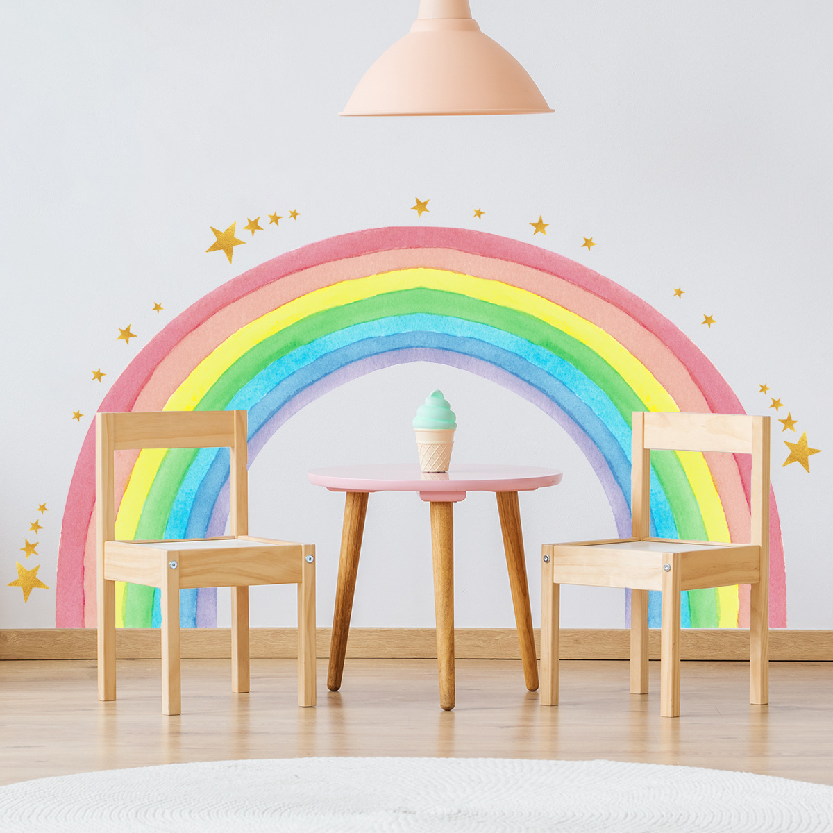 MS2199-KQ Wall Stickers Big Rainbow Stars Home Decorative Wall Stickers Decorative Wall Stickers Self-adhesive Wall Stickers