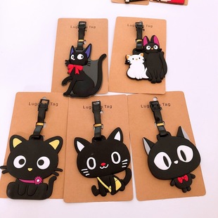Cartoon Animation Miyazaki Hayao Animation Pvc Luggage Tag Kiki's Delivery Service Gigi Cat Travel Check-In Pendant Tag