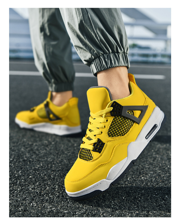 Giày thể thao nam AJ4 phong cách đường phố, sneaker unisex dễ phối đồ — AJ4 đen xám chi tiết 6