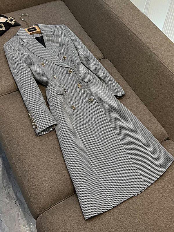 Winter New 2025 Autumn New High-Quality Coat Classic Houndstooth Women's Trench Coat Trendy and Stylish