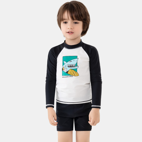 Momasong children's swimsuit boy's long-sleeved split swimsuit medium and large children's boy shark sun protection quick-drying swimsuit