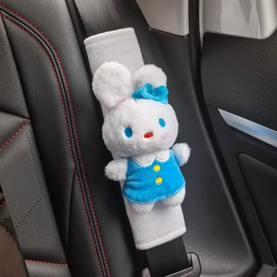 Car Seat Belt Shoulder Cover Seat belt shoulder pad - cute-long-skirt-rabbit-blue-skirt-white-crystal-velvet