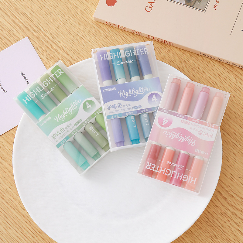 Gradient Color Highlighter Large Capacity Color Handbook Pen Student Marking Pen Oblique Head Marker Pen Wholesale