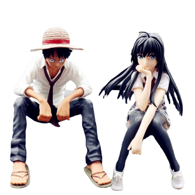 Dibujos animados de una pieza decoración del coche en línea celebridad Luffy nieve hecha a mano es decoración de la consola central del coche muñeca Linda