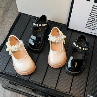 Girls' Leather Shoes 2025 Spring New Korean Style Shiny School Shoes Shallow Mouth Women's Princess Shoes Children's Shoes