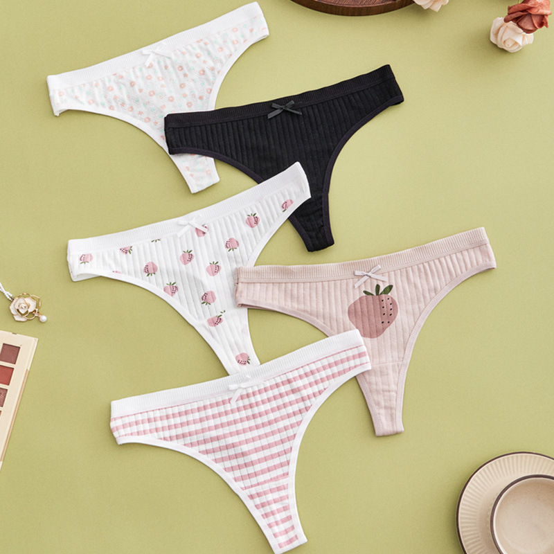 Sweet and Cute Japanese Girl's Pure Cotton Thong Comfortable Breathable Invisible Sports Bow Women's Underwear