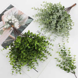 仿真绿植尤加利金钱叶塑料植物桉树叶批发家居户外婚庆装饰摆件