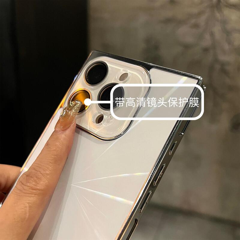Apple 16 携帯電話ケース レンズホルダー スクエア電気メッキ オーロラ レーザー落下防止 iPhone15 保護カバー 14 に適しています。|undefined