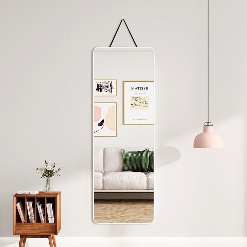 Espejo de cuerpo entero para colgar en la pared Espejo para colgar en la pared con cuerda Espejo para colgar en la pared para vestirse Espejo para colgar en la pared de doble uso sin perforación