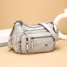 跨境新款女士单肩包PU软皮质感大容量斜挎包女时尚简约中年妈妈包