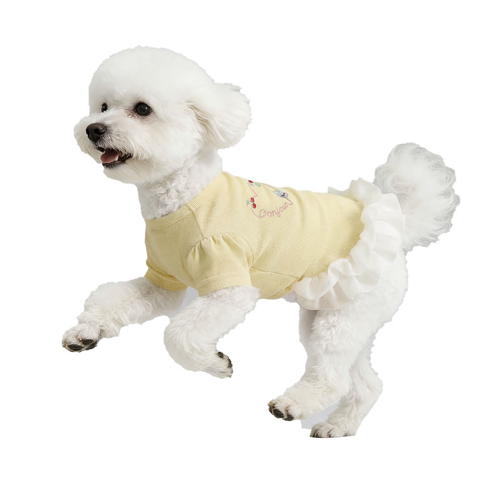 Chaleco refrescante de verano para mascotas con tacto helado, ropa transpirable y fina con protección solar de contraste de color para Bichón Frisé americano._voghion.com
