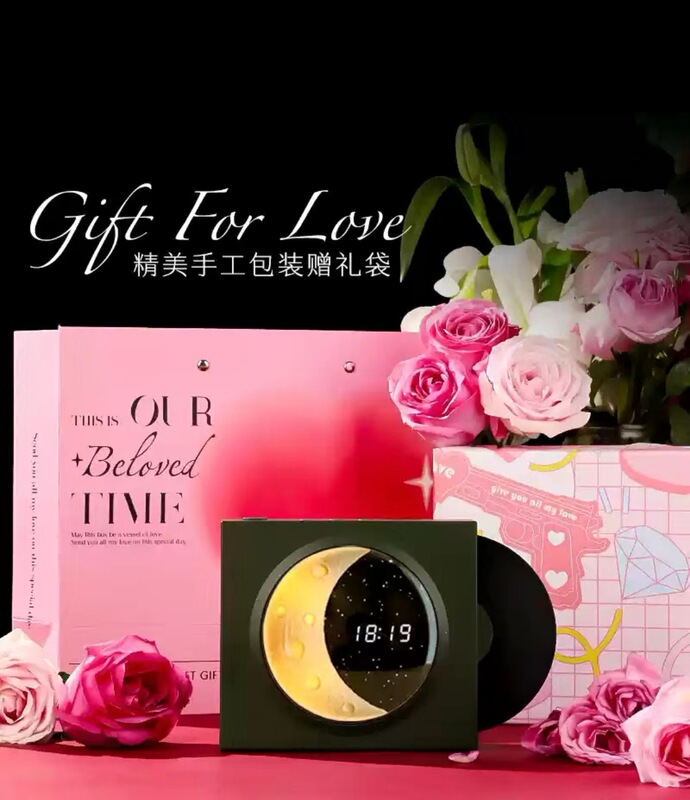 Moon Clock ワイヤレス Bluetooth スピーカー レトロ ビニール レコード プレーヤー デスクトップ アウトドア ポータブル アンビエント ライト 小型スピーカー|undefined