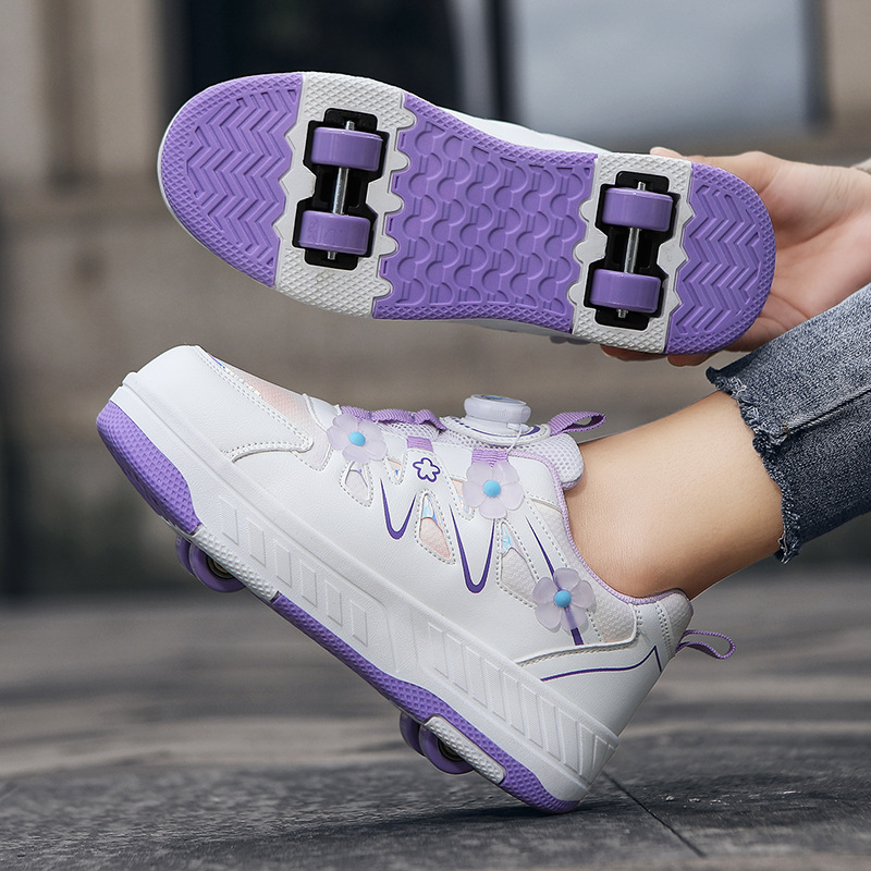 Four-Wheel Heelys Shoes for Girls, Sports Roller Shoes, Wholesale Girls and Students, Eight-Wheel Children's Double-Row Skates