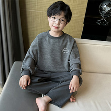 男童睡衣秋冬款2025新款儿童加厚家居服中厚款男孩冬季德绒睡衣