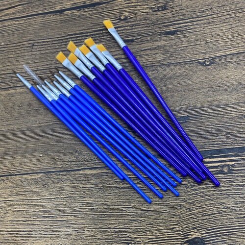 Children's plastic rod oil paint brush flat head painted digital diy hook line pen gypsum ceramic paint brush single wholesale