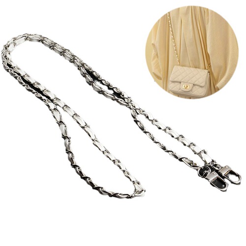 Customized Lightweight Aluminum Chain Bag Strap Replacement Metal Chain Shoulder Strap for Crossbody Bags with Leather Aluminum Chain Belt