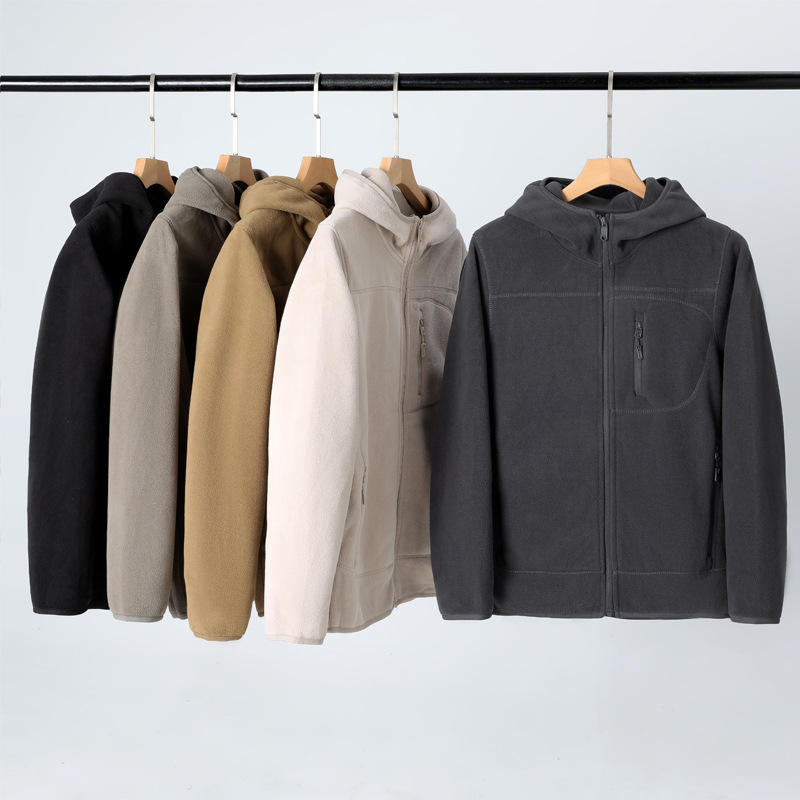 Autumn and Winter New Double-Sided Polar Fleece Jacket Men's Casual Hooded Warm Jacket Men's Style