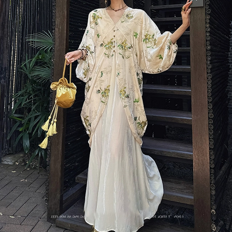 Velvet autumn ethnic dress