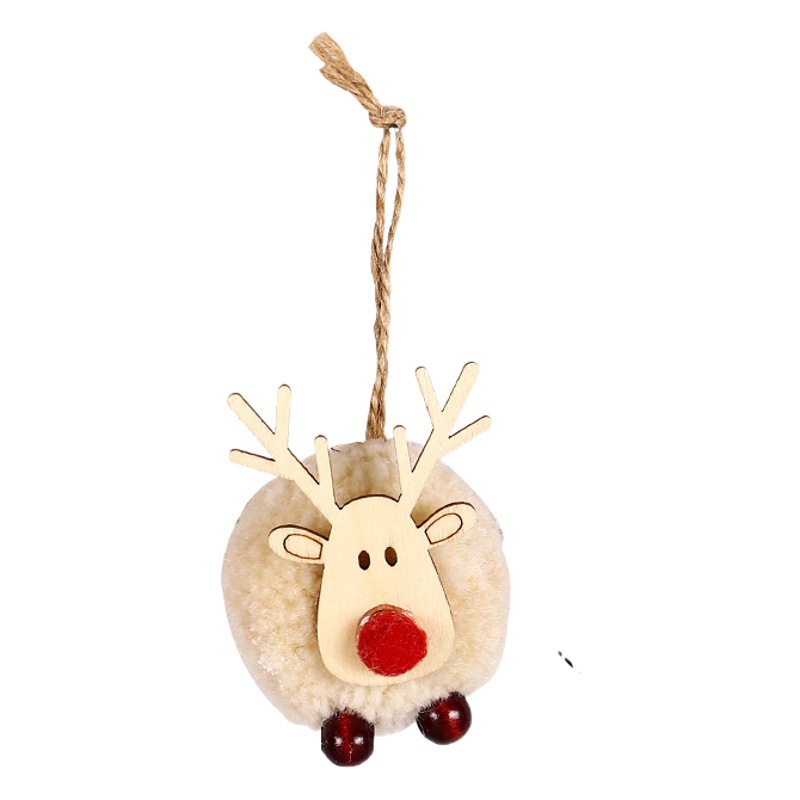 Adorno Navideño de Reno Tejido con Bola de Lana de Cordero Grande, Colgante para Árbol de Navidad, Pompones, Venta Caliente Transfronteriza, Decoración Navideña de Reno Tejido al por Mayor