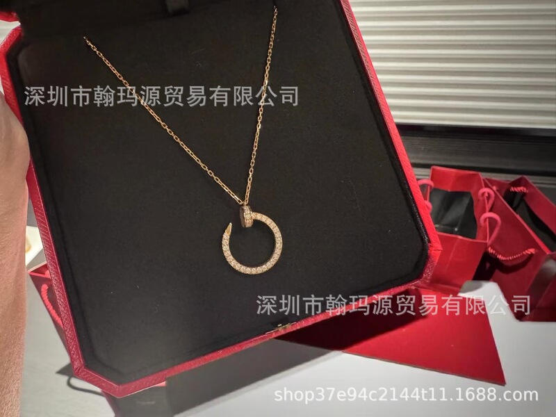 s925 スターリングシルバーカードネイルネックレスハイバージョン CNC ヘッドとテールフルダイヤモンドペンダント鎖骨チェーン女性のための工場直販|undefined