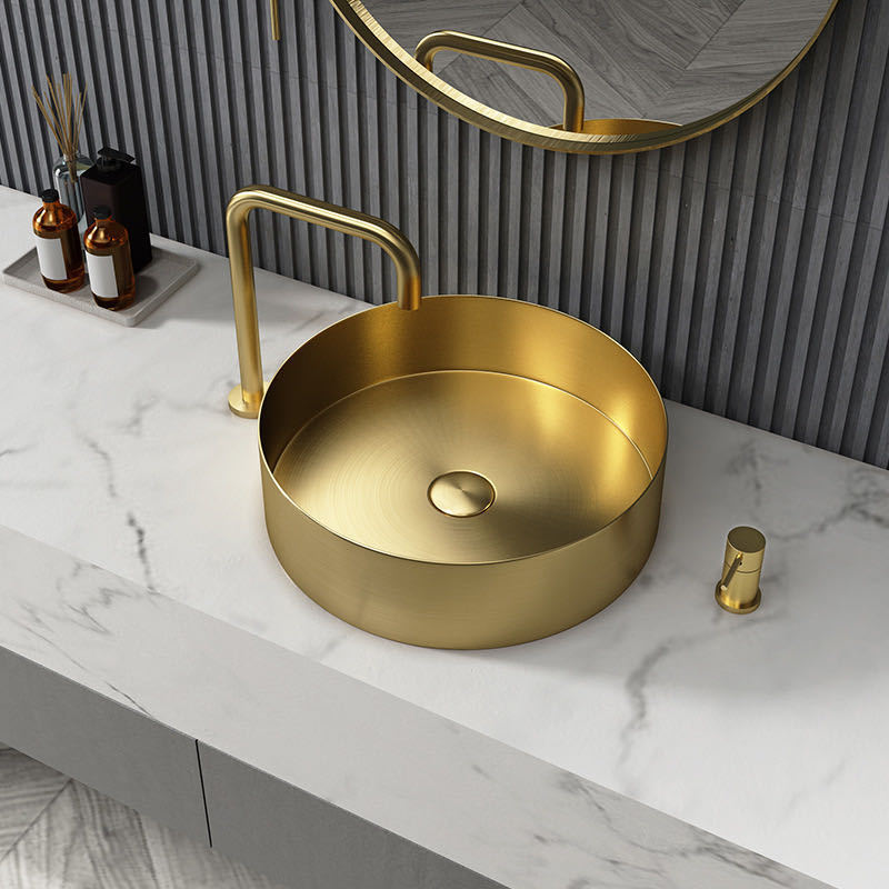 Brushed Gold Split Basin Faucet Bathroom Hot and Cold Faucet Household Bathroom Hand Basin High Copper