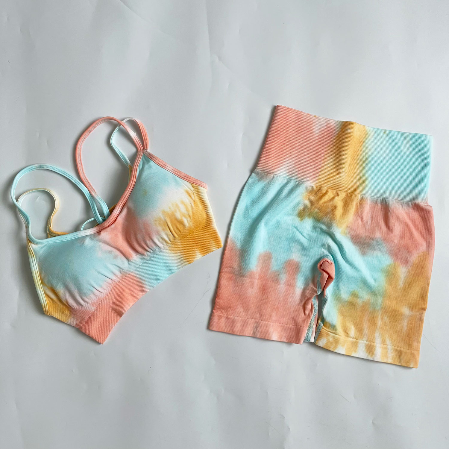 Simple Style Tie Dye Cotton Blend Spandex Strap Active Sets Vest Jogger Pants display picture 5