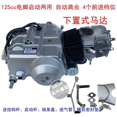 horizontal engine, bottom-mounted starter motor, Motorcycle engine and accessories - 125cc-bottom-mounted-motor-with-electric-kick-start-and-automatic-clutch-silver-engine