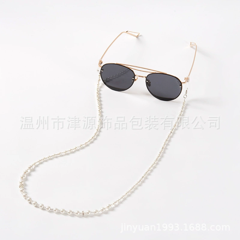 Jinyuan бежевые стеклянные жемчужные очки цепочка из бусин благородный темперамент солнцезащитные очки универсальные аксессуары для очков аксессуары