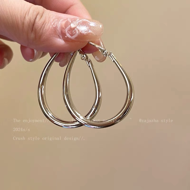 Classic Drop Ring Ear Ring 2024 Slim Simple All-Match Style High-Level Sense Small Face Small Earrings Earrings