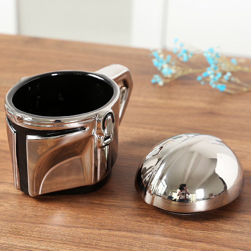 Taza de Cerámica de Star Wars, Diseño de Guerrero Negro y Soldado Blanco, Taza Mandalorian, Venta al por Mayor Transfronteriza, Gran Éxito de Ventas