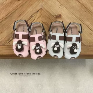 小羊肖恩 童凉鞋时尚百搭  软木底魔术贴女宝中大童夏季外穿鞋子