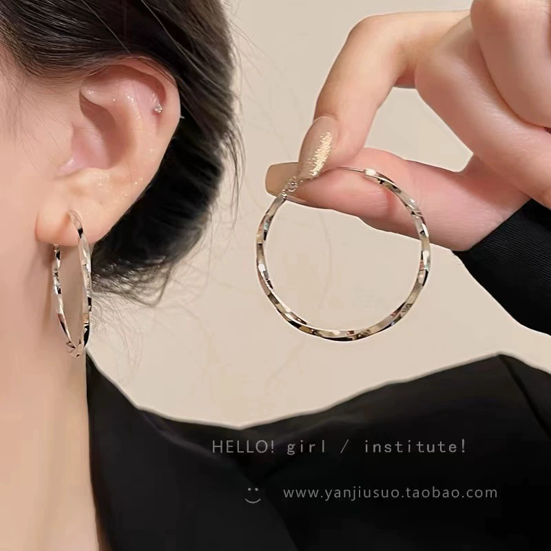 Серьги-круги 925 серебро, европейский светлый люкс стиль, яркий привлекающий взгляд дизайн