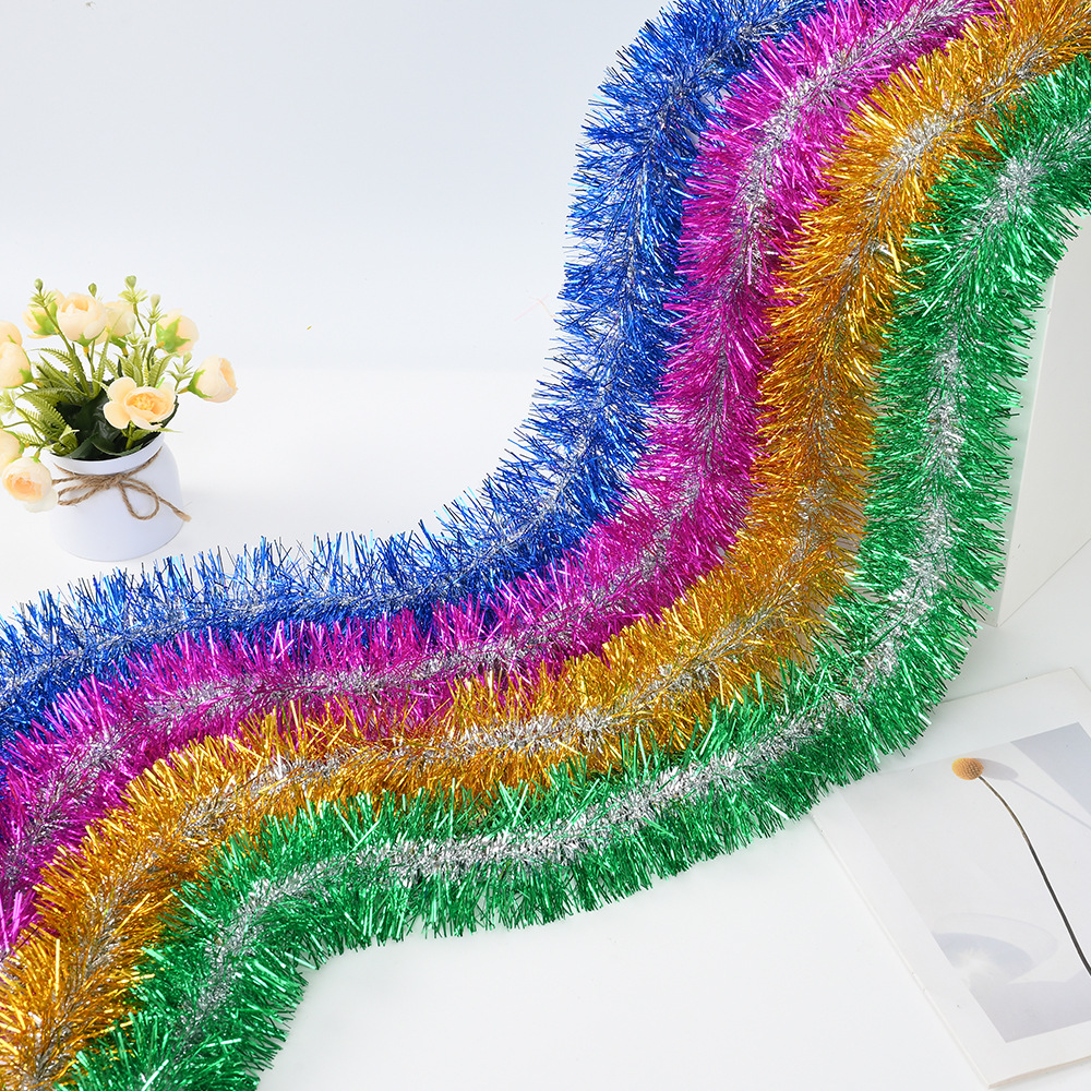 Navidad transfronteriza decoración de núcleo de plata borde de lana organizar el sitio de actividad tira de color dibujar flores de cifrado espesado 2 metros