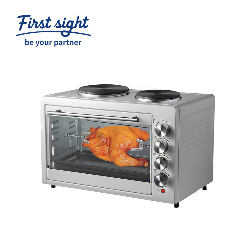 White Three-Knob Electric Oven with Multi-Level Temperature Control and Timing for Household and Commercial Baking and Roasting with Integrated Stove Head Equipment