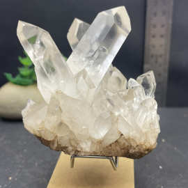 1225天然白水晶晶簇摆件原石原矿消磁净化底部不平送图片款支架