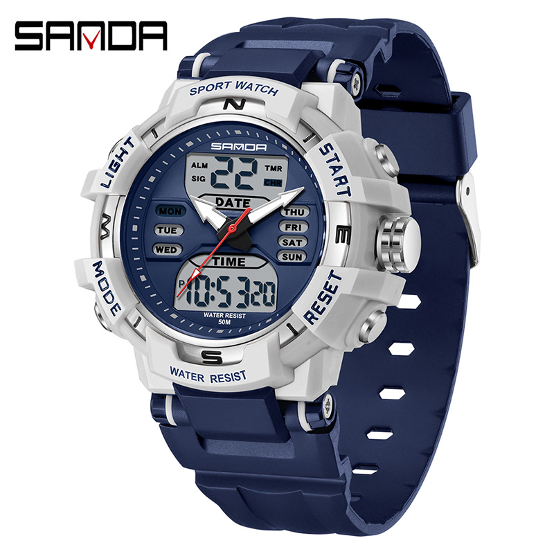 SANDA moda moda reloj electrónico pareja multifunción cuenta regresiva cronómetro deportivo impermeable