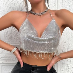 Yuying European and American 2024 AliExpress nightclub hot selling catwalk style metal aluminum sheet sexy vest top YY20996