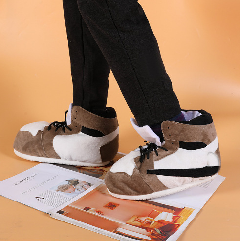 Tiktok mismo estilo parodia zapatos de grasa Coco pareja Zapatillas de algodón volver al futuro casa piso Kang hebilla 1 zapatos de algodón