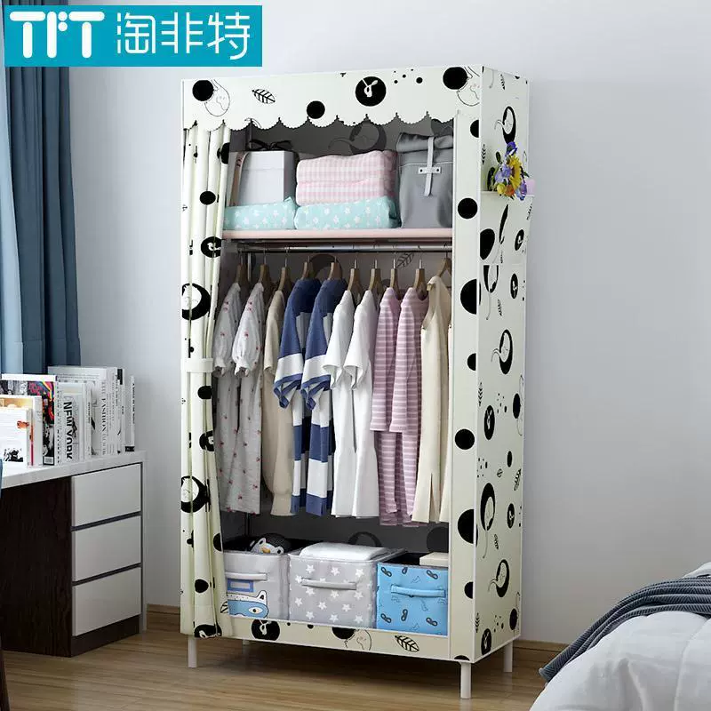 Простой шкаф для общежития, аренда дома, простой современный экономичный сборный тканевый шкаф для хранения, одинарный тканевый шкаф