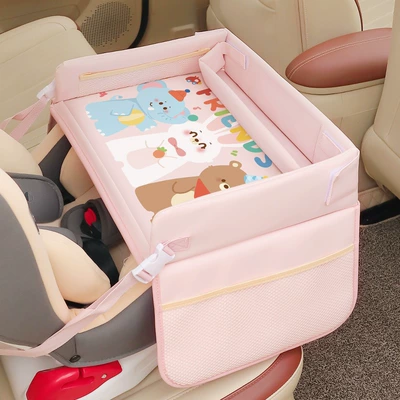 Car table board tray cartoon waterproof storage - square-pink-little-bear-little-elephant-little-white-rabbit