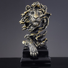 树脂狮子头马头鹰头雕像摆件创意书房办公室桌面动物头像装饰摆件