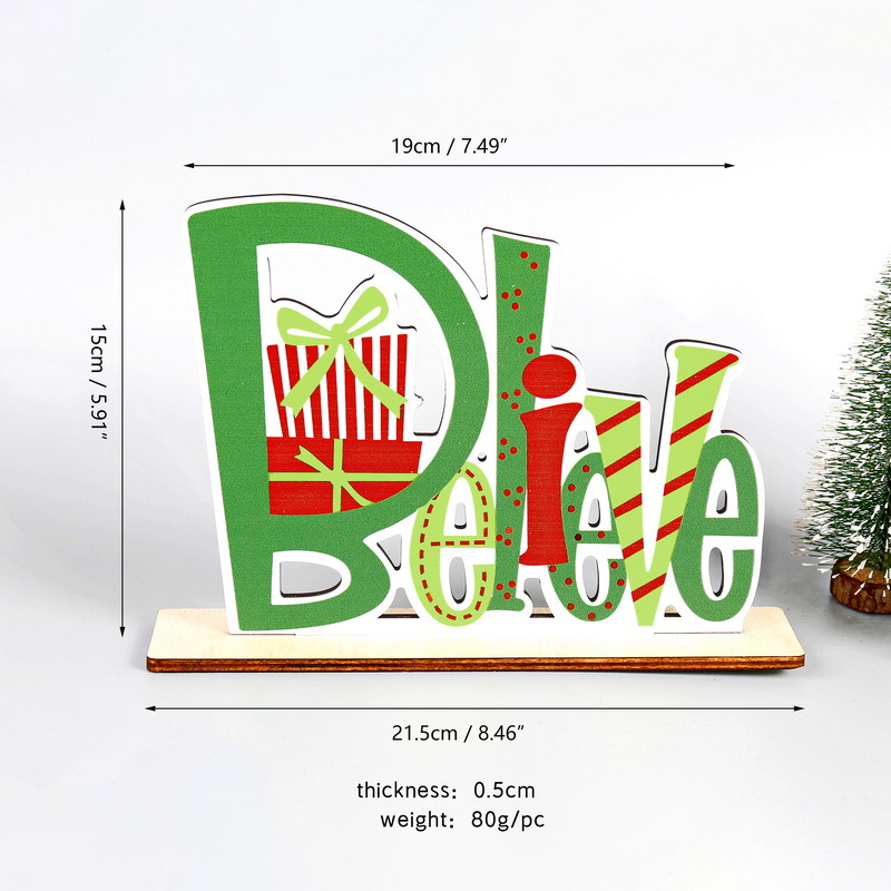 Adornos de letras de madera de Navidad (Believe)