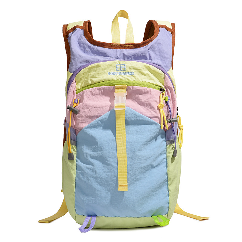 Fashionable Multi-Color Splicing Casual Backpack Large Capacity Outdoor Lightweight Sports Bag Versatile Commuting Hiking Mountaineering Bag