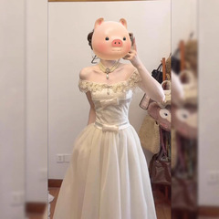 甜美重工富家千金连衣裙女夏日绝美高级感公主裙小飞袖收腰长裙子