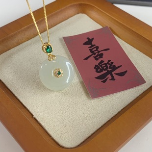 Yuhai Jewelry Real Shoot Hetian Jade Jewelry 925 Silver Set Hetian Jade Safety Buckle Pendant Light Luxury All-match Accessories