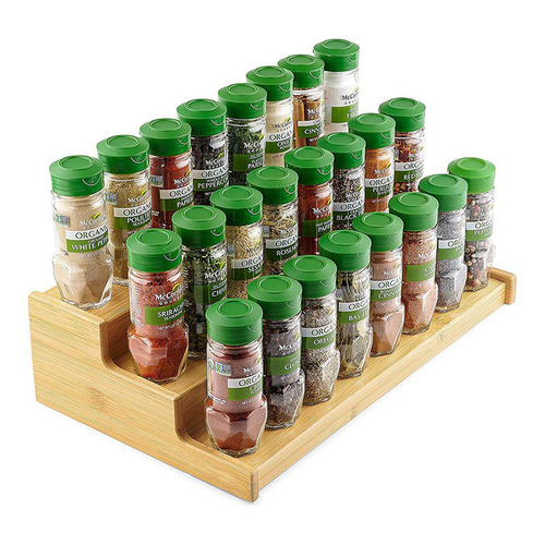 Kitchen spice rack three-layer bamboo shelf desktop multi-functional storage rack simple seasoning shelf