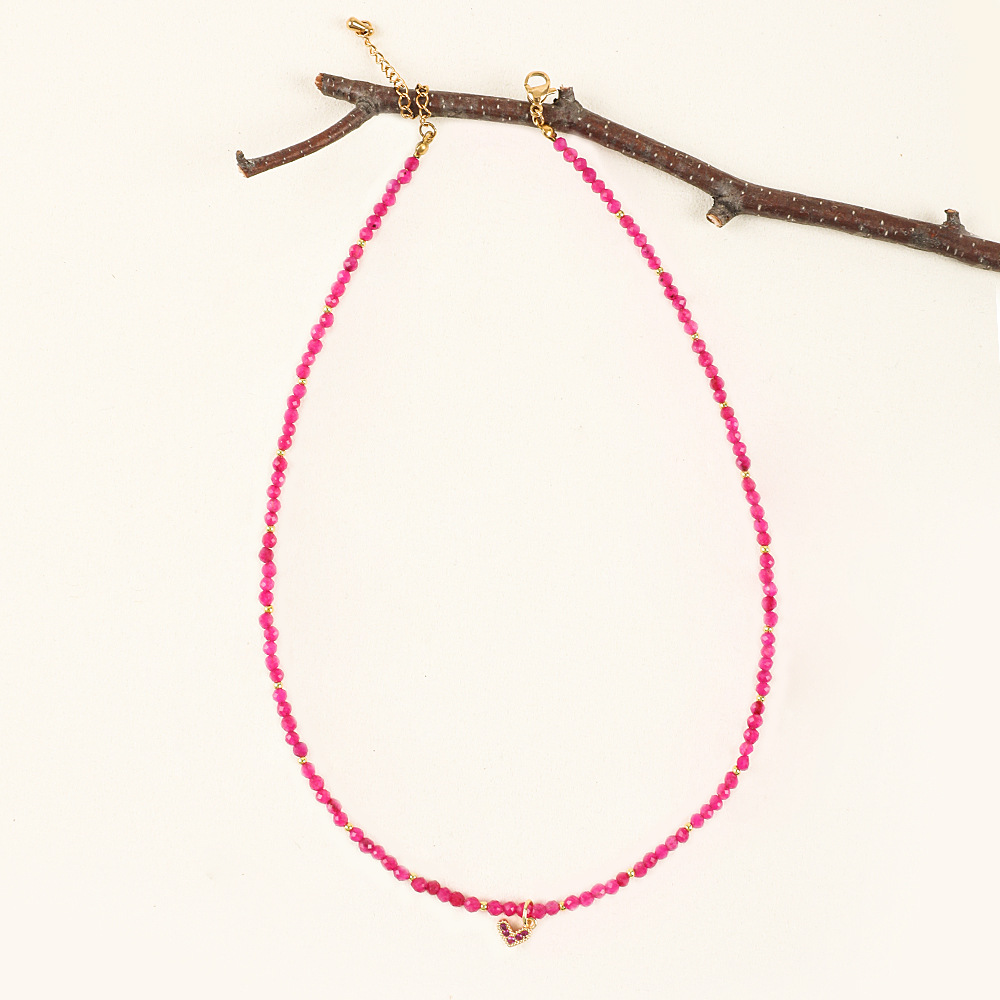 20g Weight Necklace Classification 1 Piece Quantity Travel Occasion Alloy, Agate Material Heart Shape Pattern Women's Gender Beaded Design Ethnic Style, Bohemian Style Ethnic Style Bohemian Heart Shape Alloy Agate Necklace In Bulk 15